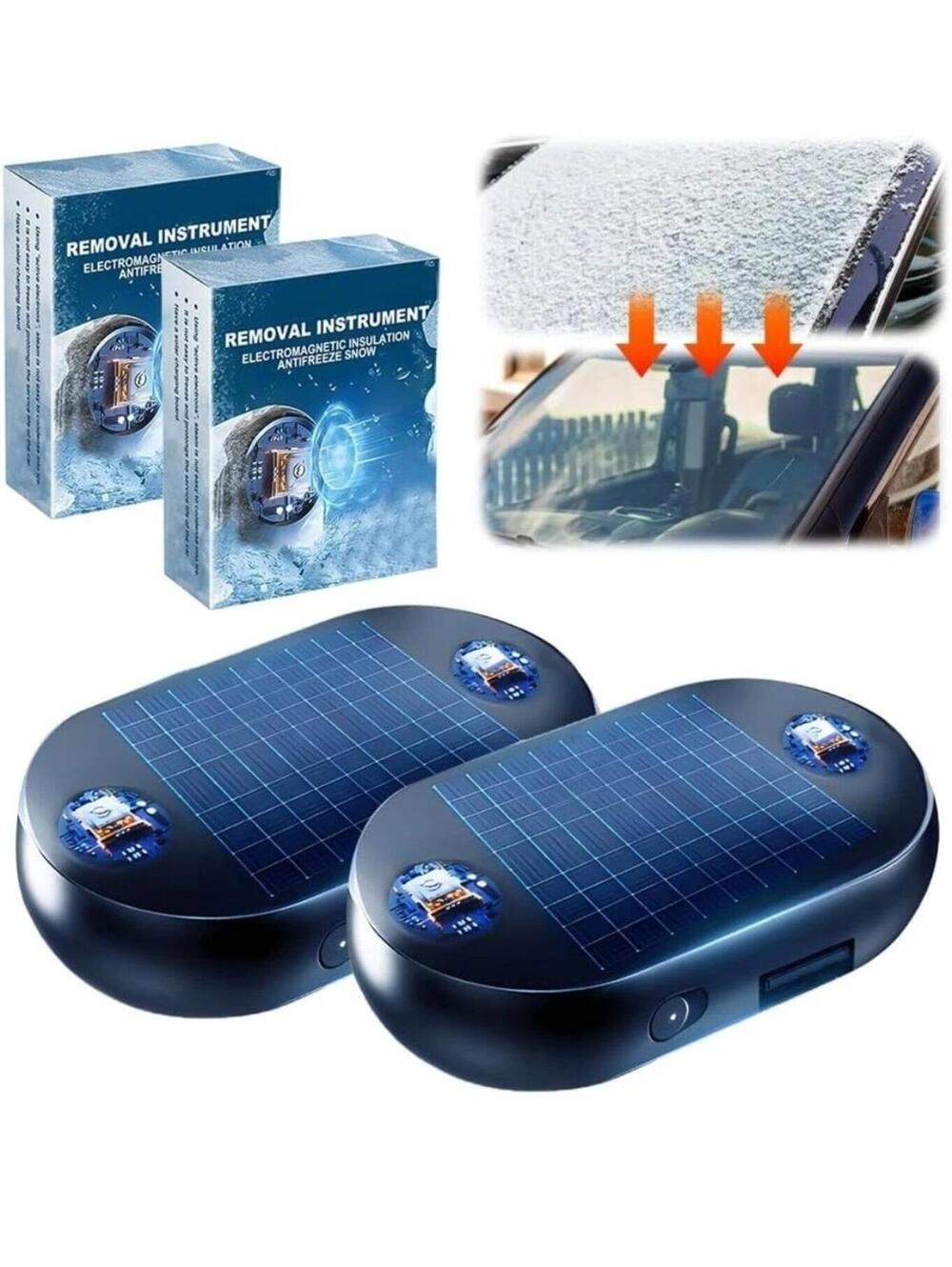 2PCS Electromagnetic Car Defroster Car Snow Removal Device Upgrade Solar Drive